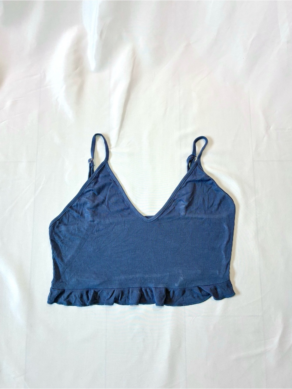 Ribbed Ruffle Crop Tank Top